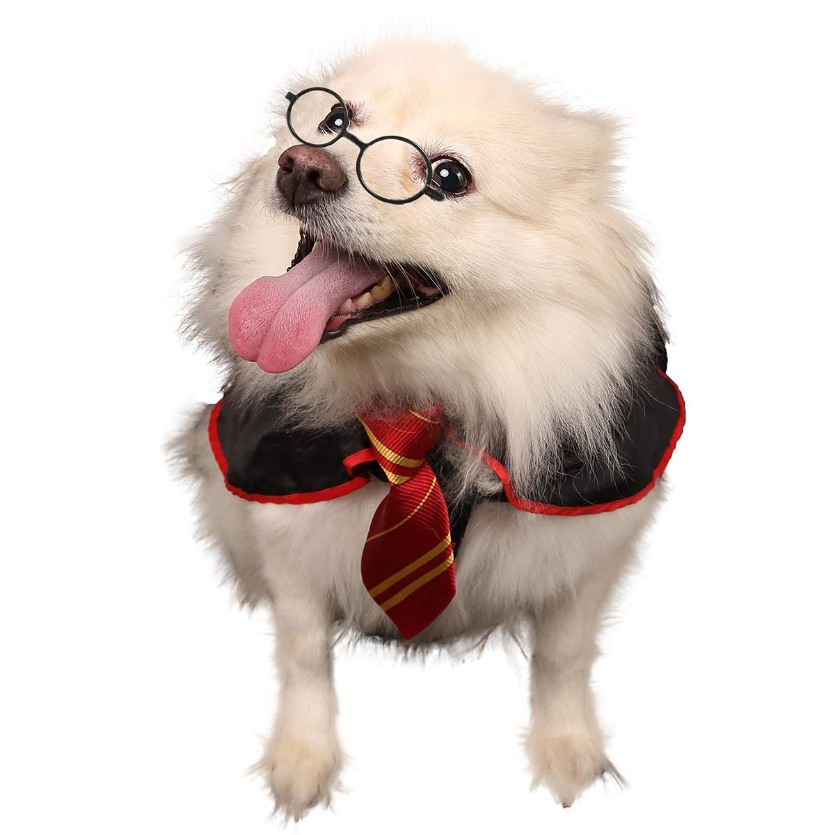 Coomour Halloween Dog Costume Pet Wizard Shirt Cat Soft Clothes For Dogs Cats Soft Hoodies With Glasses (Small)