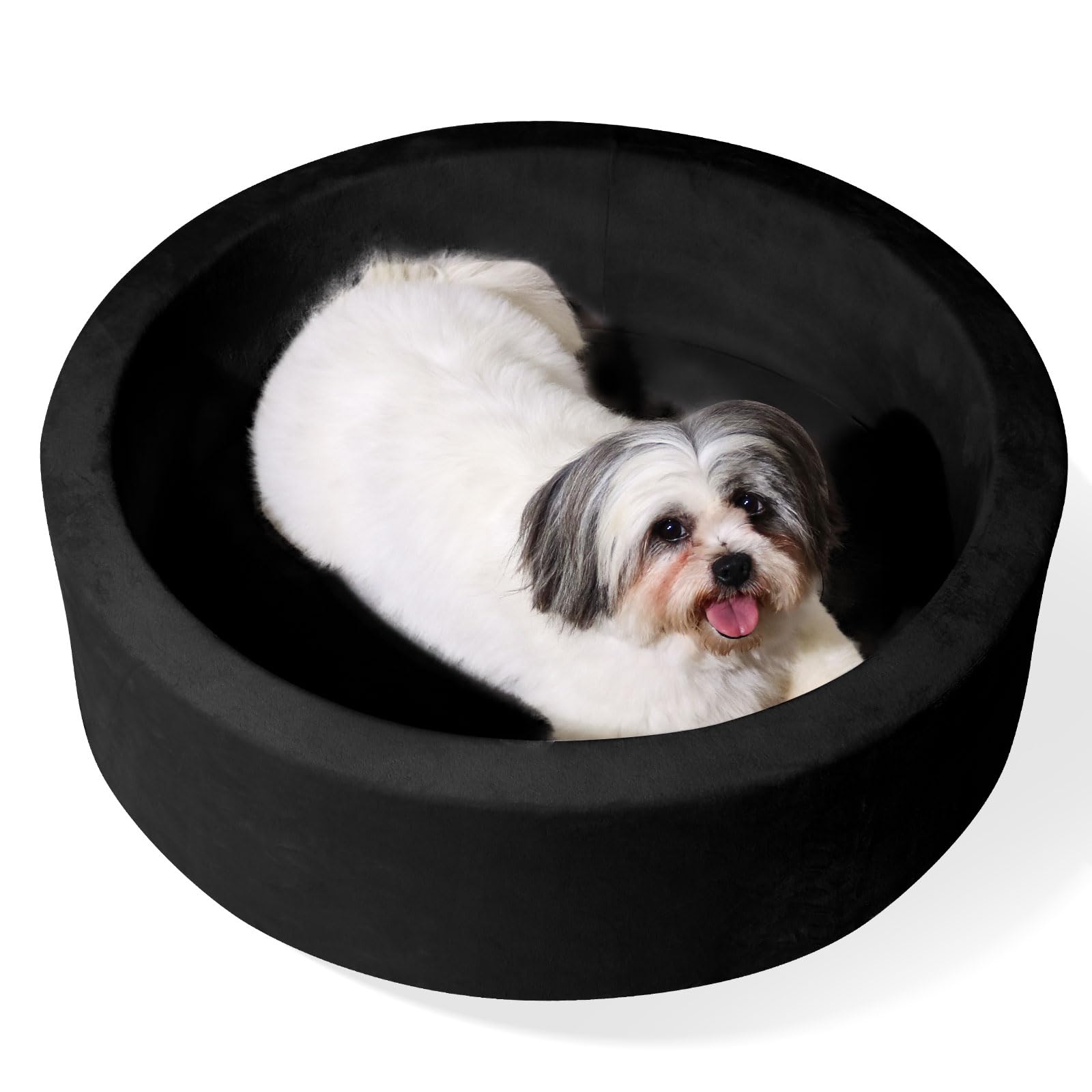 Pet Beds, 27.5 Inch Round Foam Sof Dog Beds,Suitable for Small Dog & Cat Play in The Ball Pit,Black - Ideal for Puppies and Kitt