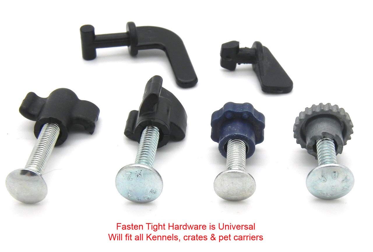 Fasten Tight Pet Carrier Kennel Fasteners - 8Pk Black Nylon Nuts, Metal Bolt Screws