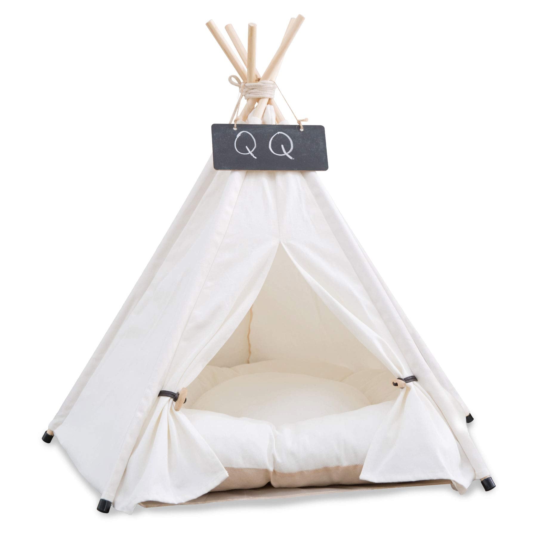 Pet Teepee With Cushion For Dogs And Cats Puppies House With Bed Pet Tent Bed Indoor Outdoor (Modern)