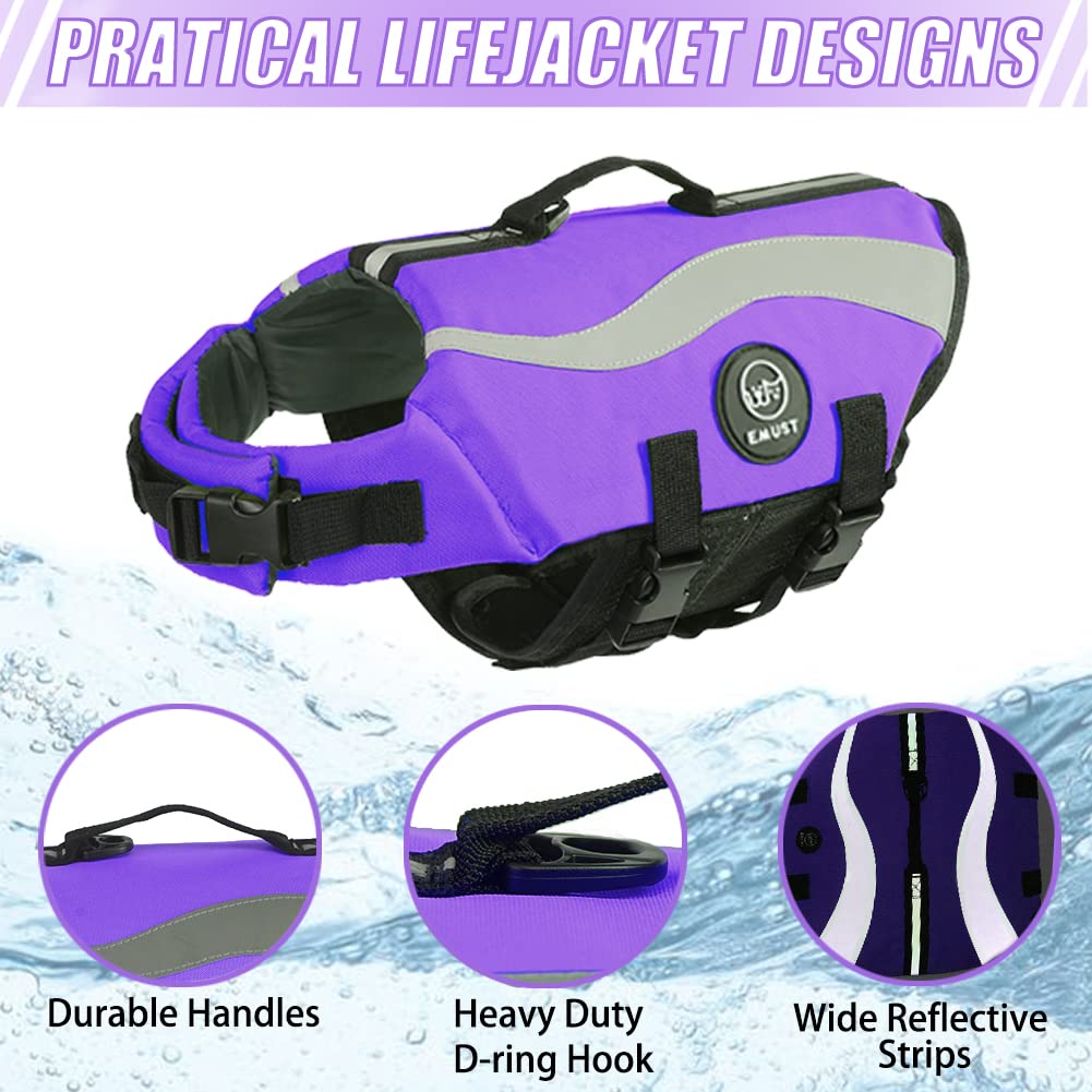 Emust Dog Life Vests, Adjustable Dog Life Jackets For Small Dogs With Enhanced Buoyancy, Small Dog Swim Vest With Durable Rescue