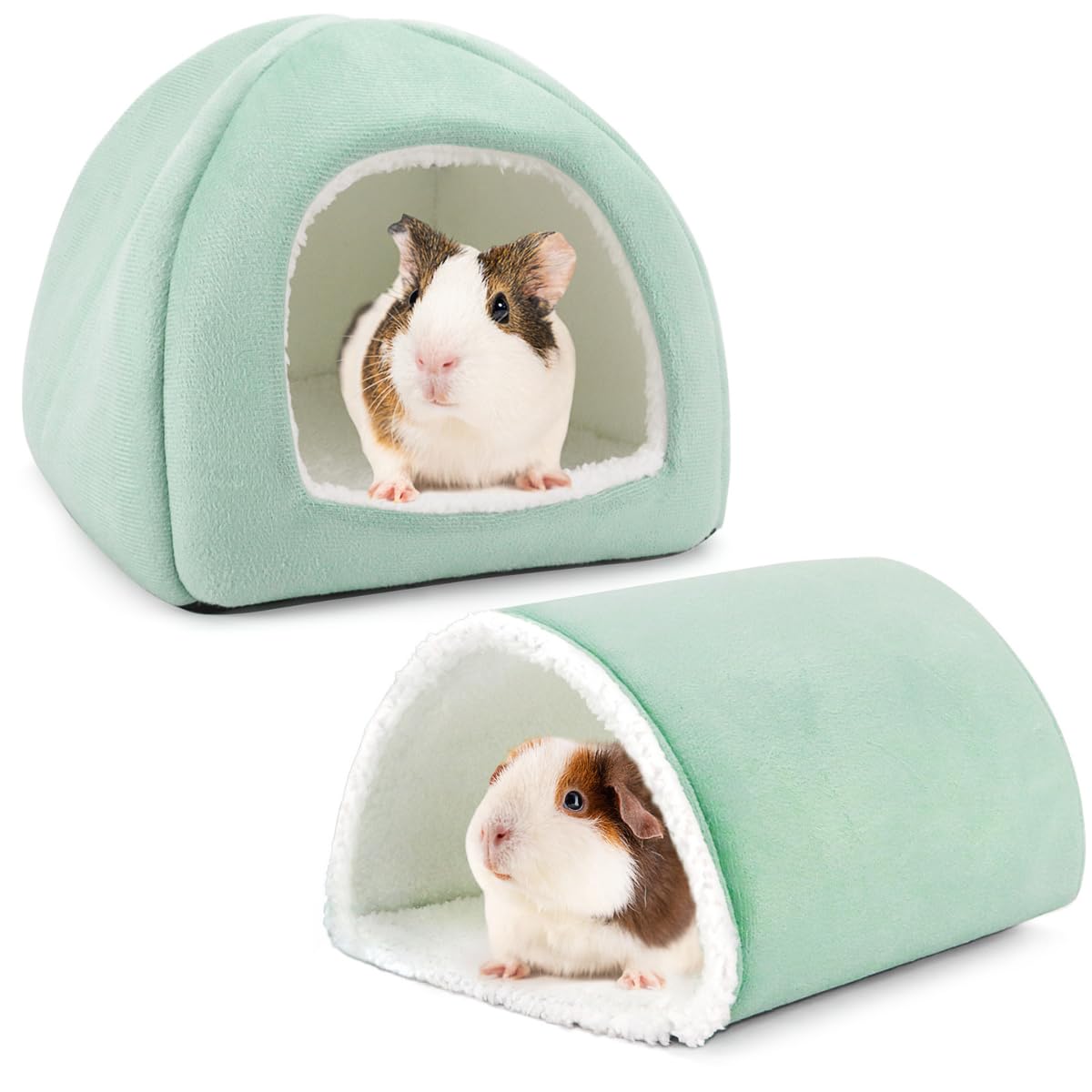 Tierecare Guinea Pig Hideout And Tunnel Set, Soft Plush Bed & Play Tunnel For Guinea Pigs, Rabbits, Ferrets, Small Animals - Was