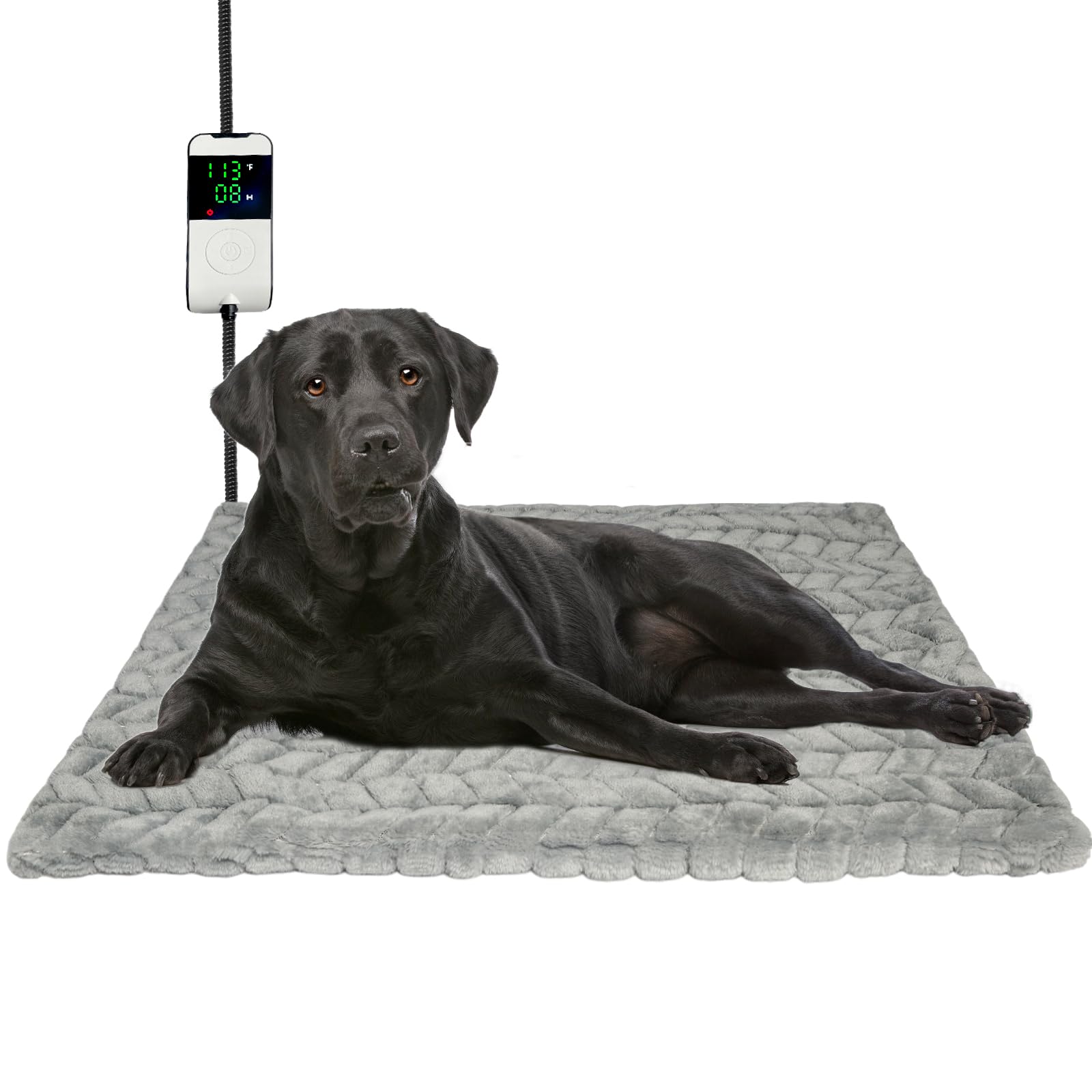 BiirBlue Dog Heating Bed, Chew-Proof Cord, Waterproof, Adjustable Temp, Perfect for Puppies & Kittens, Electric Heating for Preg