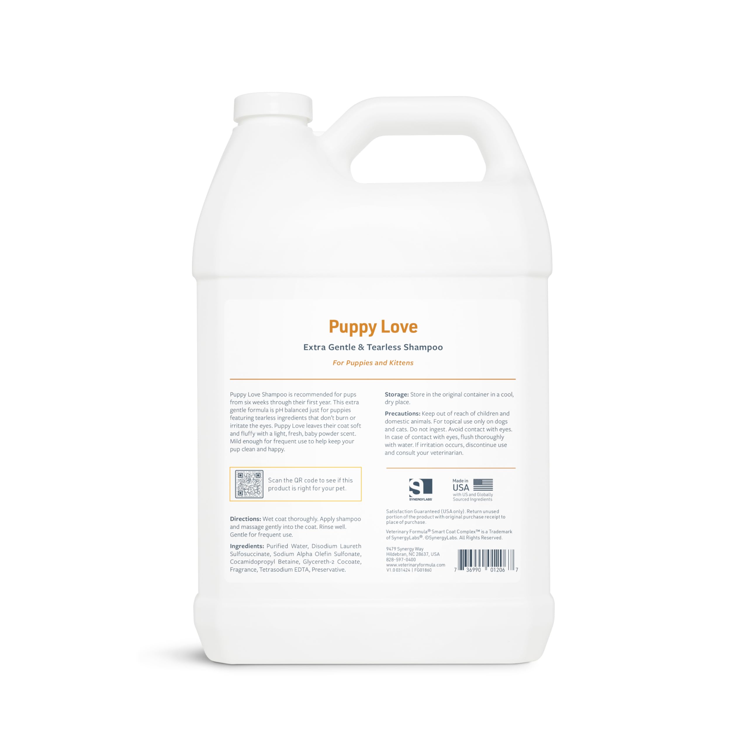 Veterinary Formula Smart Coat Complex Puppy Love Extra Gentle Tearless Shampoo, 128 Fl Oz / 1 Gallon - For Pups Over 6 Weeks - W
