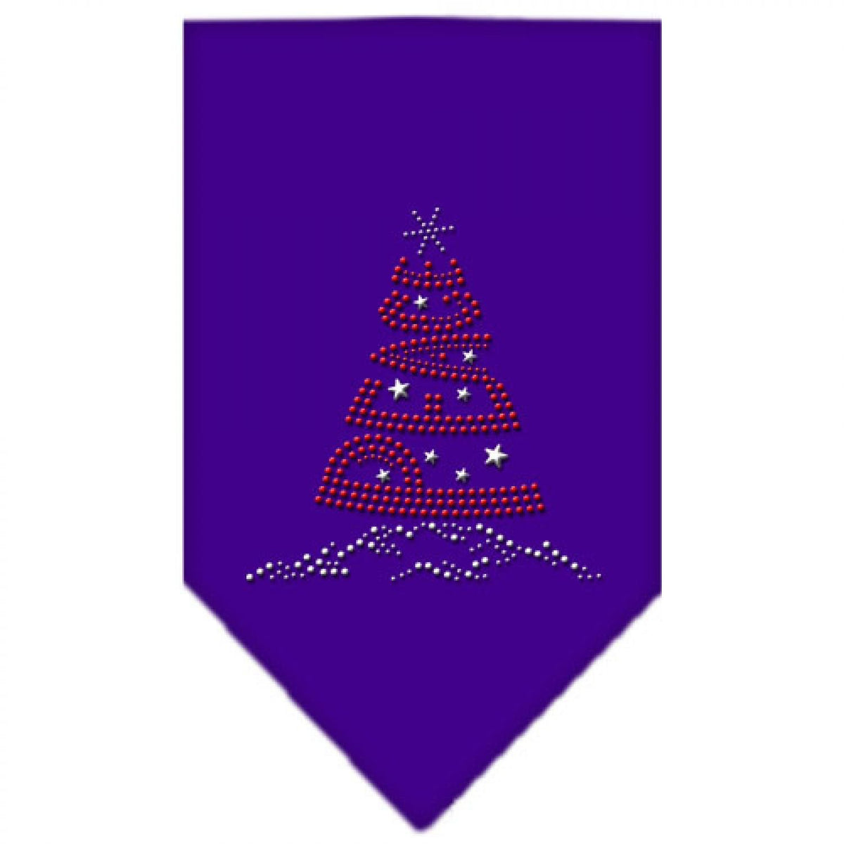 Christmas Pet and Dog Bandana Rhinestone, &quot;Peace Tree&quot; Purple Small