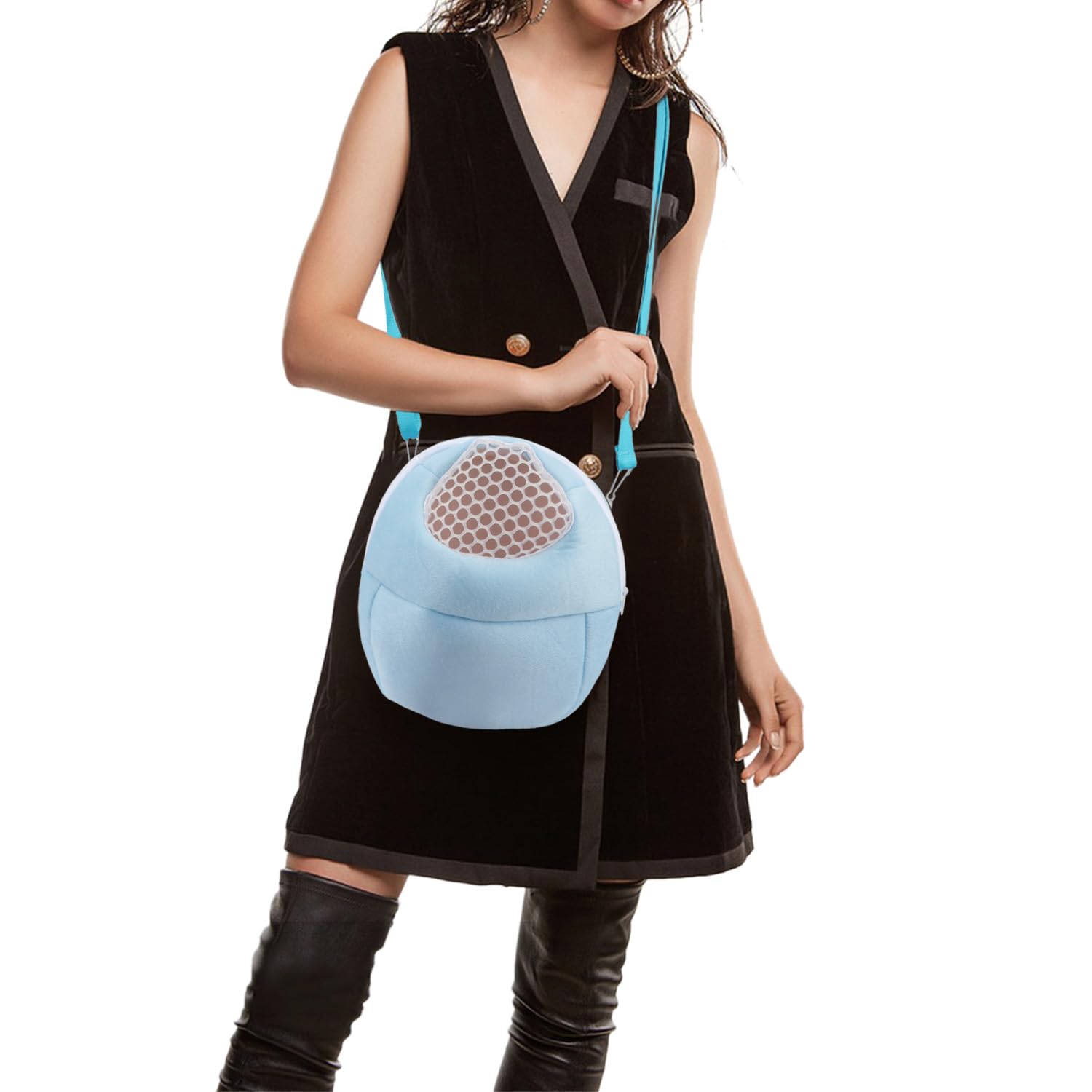 Hypeety Pet Carrier Bag Pet Sling Carrier Backpack Portable Travel Backpack Breathable Outgoing Bag Bonding Pouch For Small Pets Hedgehog Hamsters Sugar Glider Chinchilla Guinea Pig (Blue)