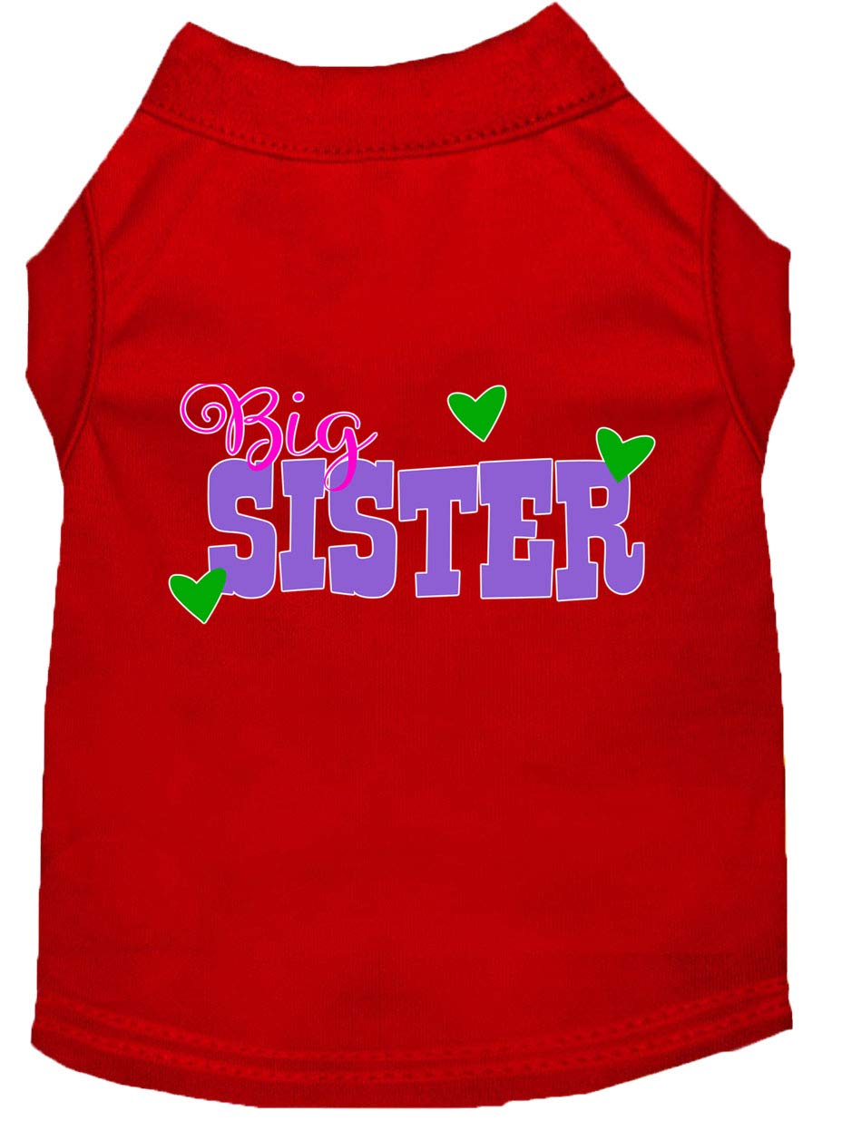 Pet Dog & Cat Shirt Screen Printed, &quot;Big Sister&quot; Red XL (14-20 lbs.)