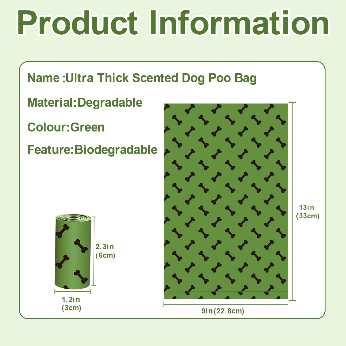 Rmancipate Green Dog Poo Bags Lavender Scent -120 Large Biodegradable Poop Bags, Extra Thicken Strong Corn Starch Blended Compos