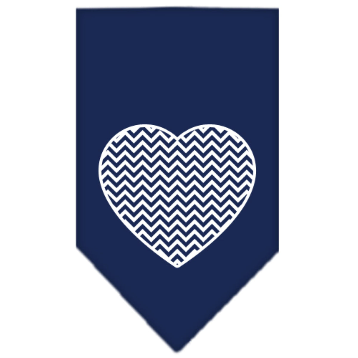 Pet and Dog Bandana Screen Printed, &quot;Chevron Heart&quot; Navy Blue Large
