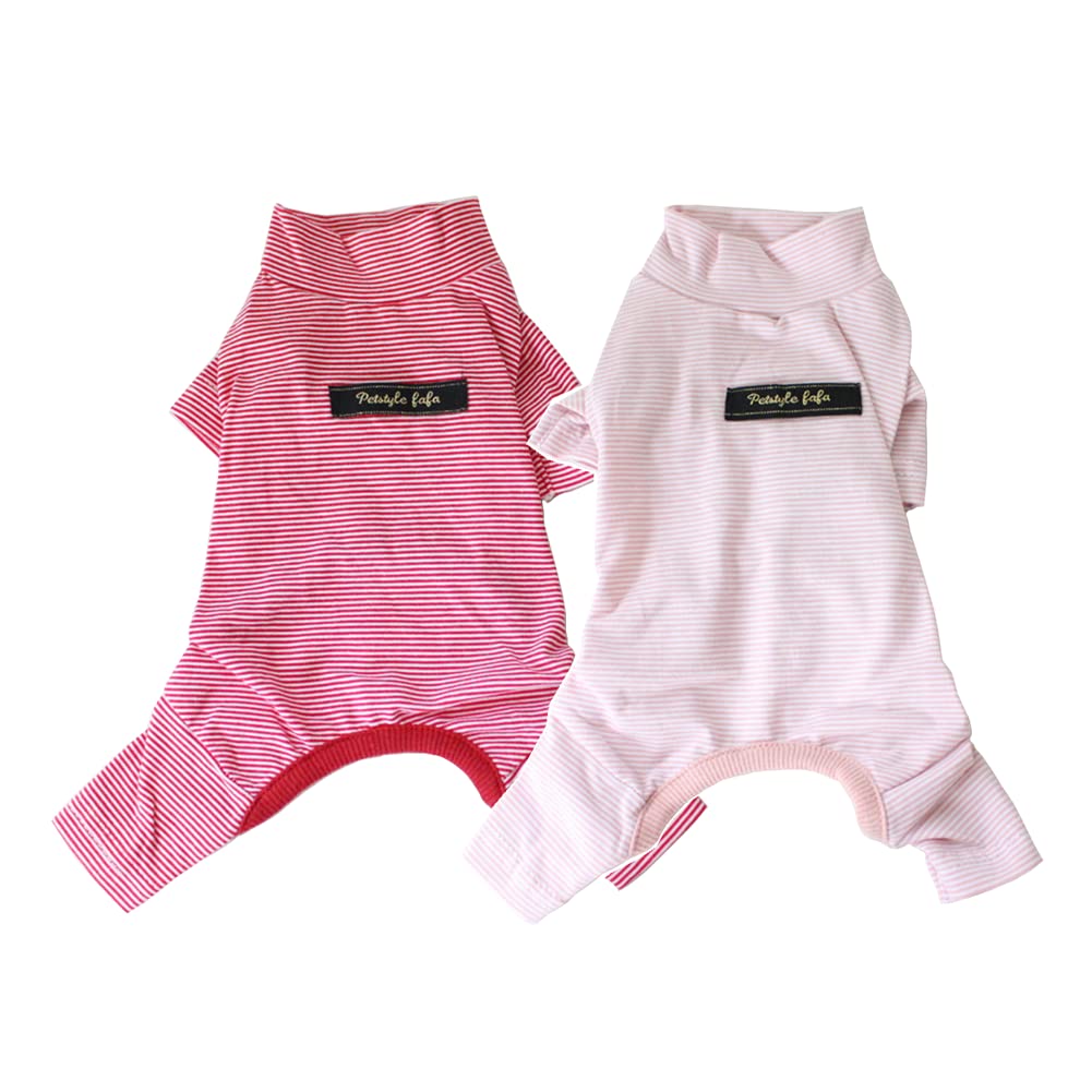 Hdwk&Hped Soft Cotton Dog Pajamas For All Seasons, Striped Pet Bottoming Jumpsuit For Small Dog Cat Puppy (#5, Thin Stripes Styl