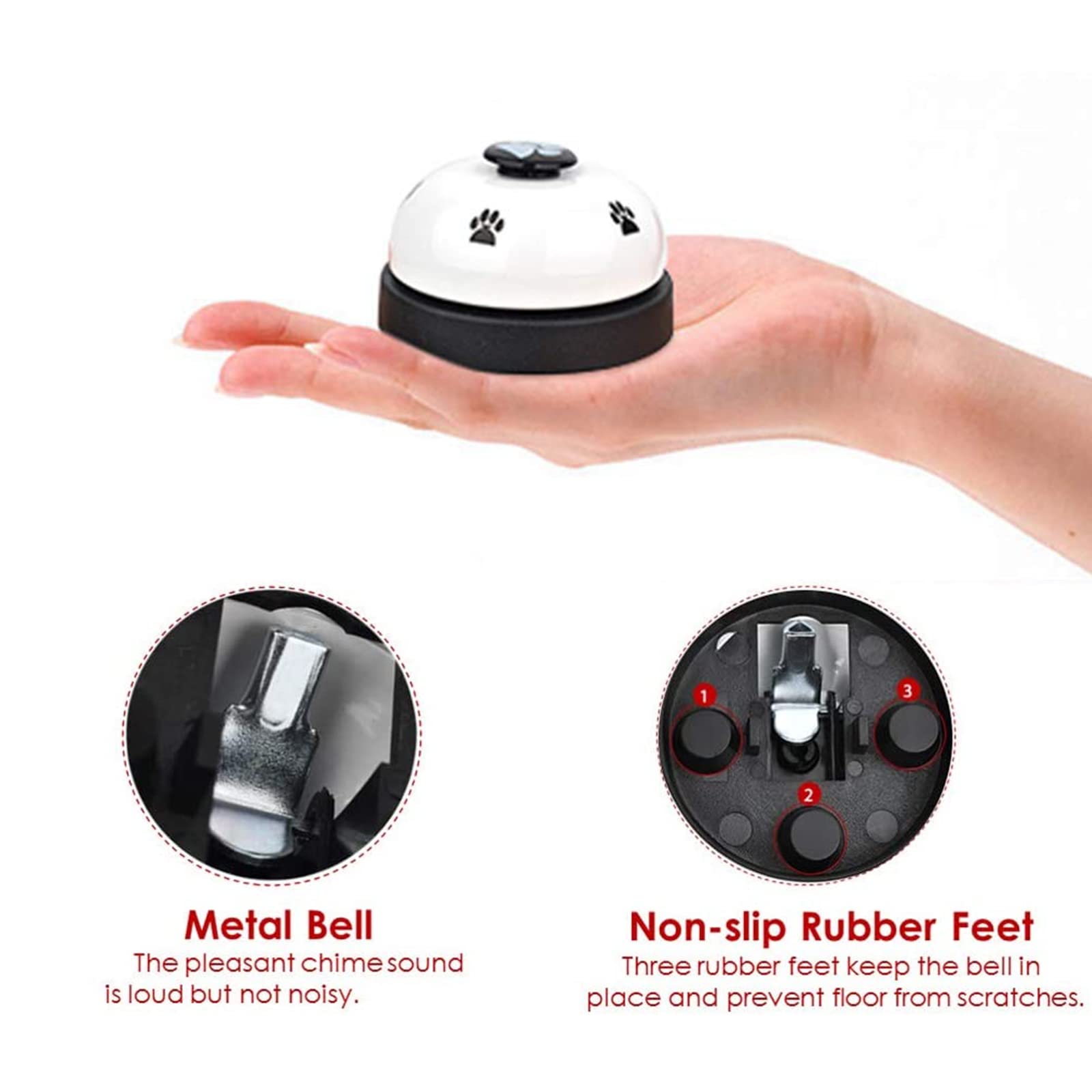 SlowTon Dog Doorbells, 2 Pack Metal Bell Dog Training with Non Skid Rubber Bottoms Dog Door Bell for Potty Training Clear Ring P