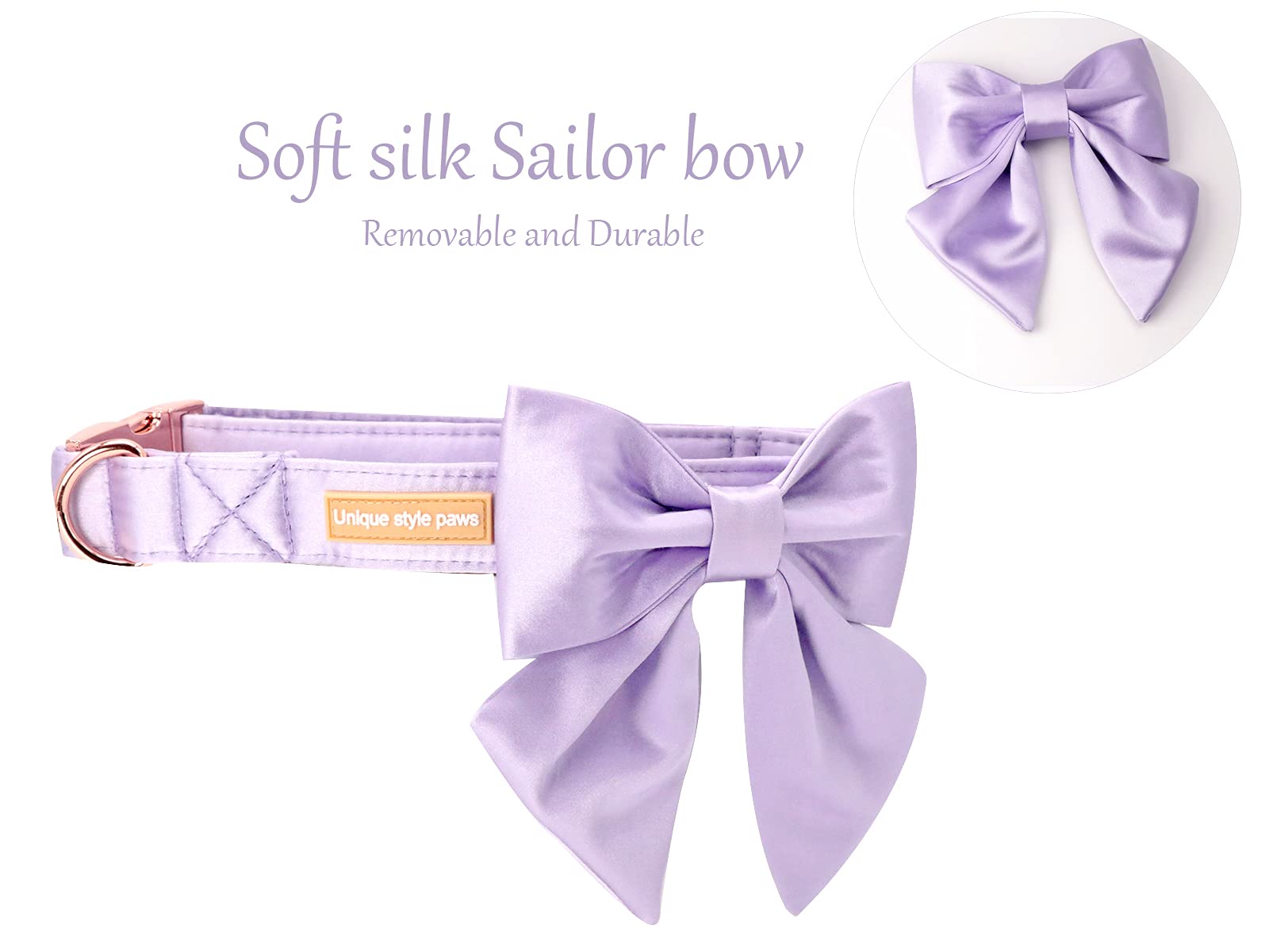 Unique Style Paws Purple Silk Dog Collar Adjustable Durable Dog Collar With Bow Fashion Bowtie Collar For Small Puppy And Cats