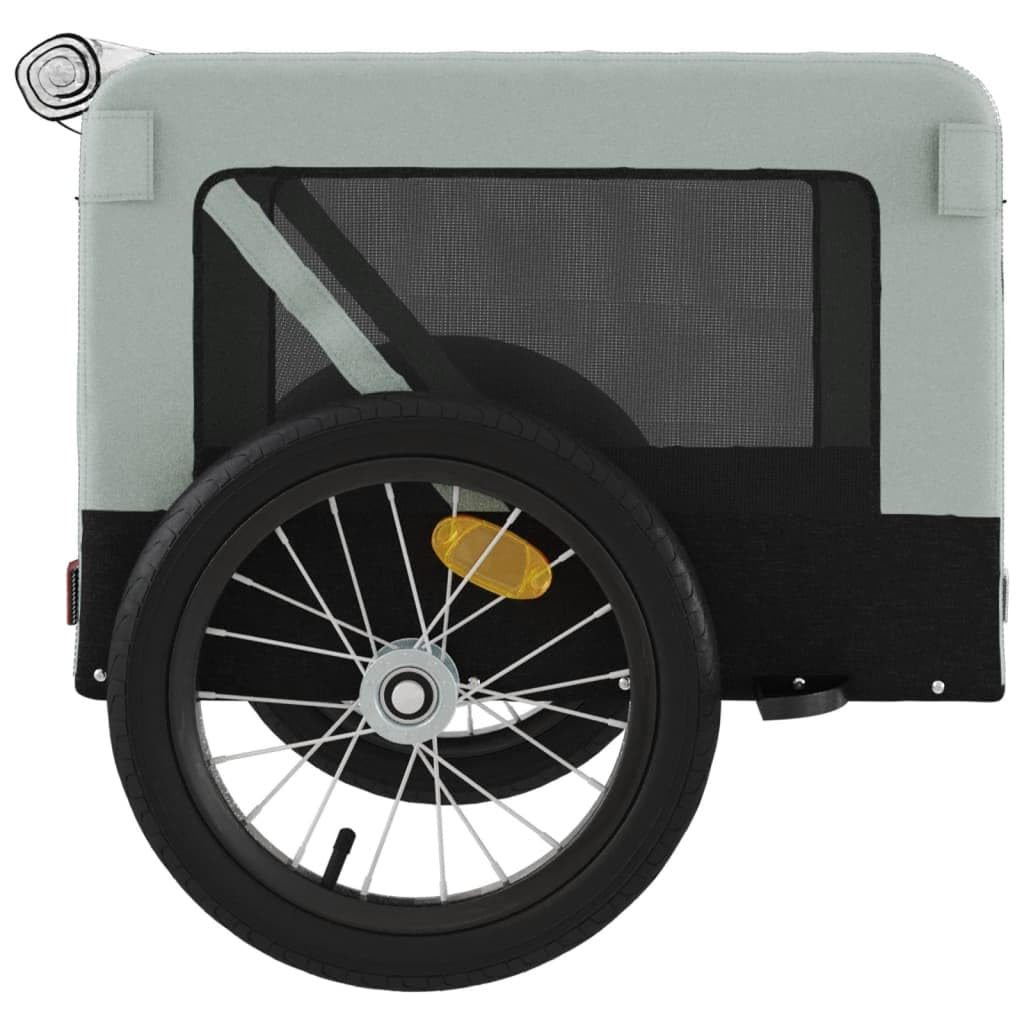 Vidaxl Pet Bike Cargo Trailer With Oxford Fabric And Iron Frame - Gray And Black - Ideal For Small Dogs, Groceries, And Equipment Transport