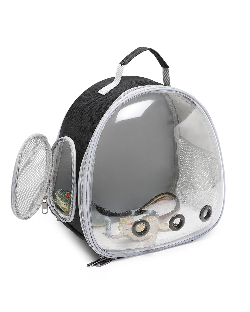 Hcupet Small Animal Carrier Backpack Space Capsule Bubble Window Carrier Backpack For Lizard Guinea Pig (Black)