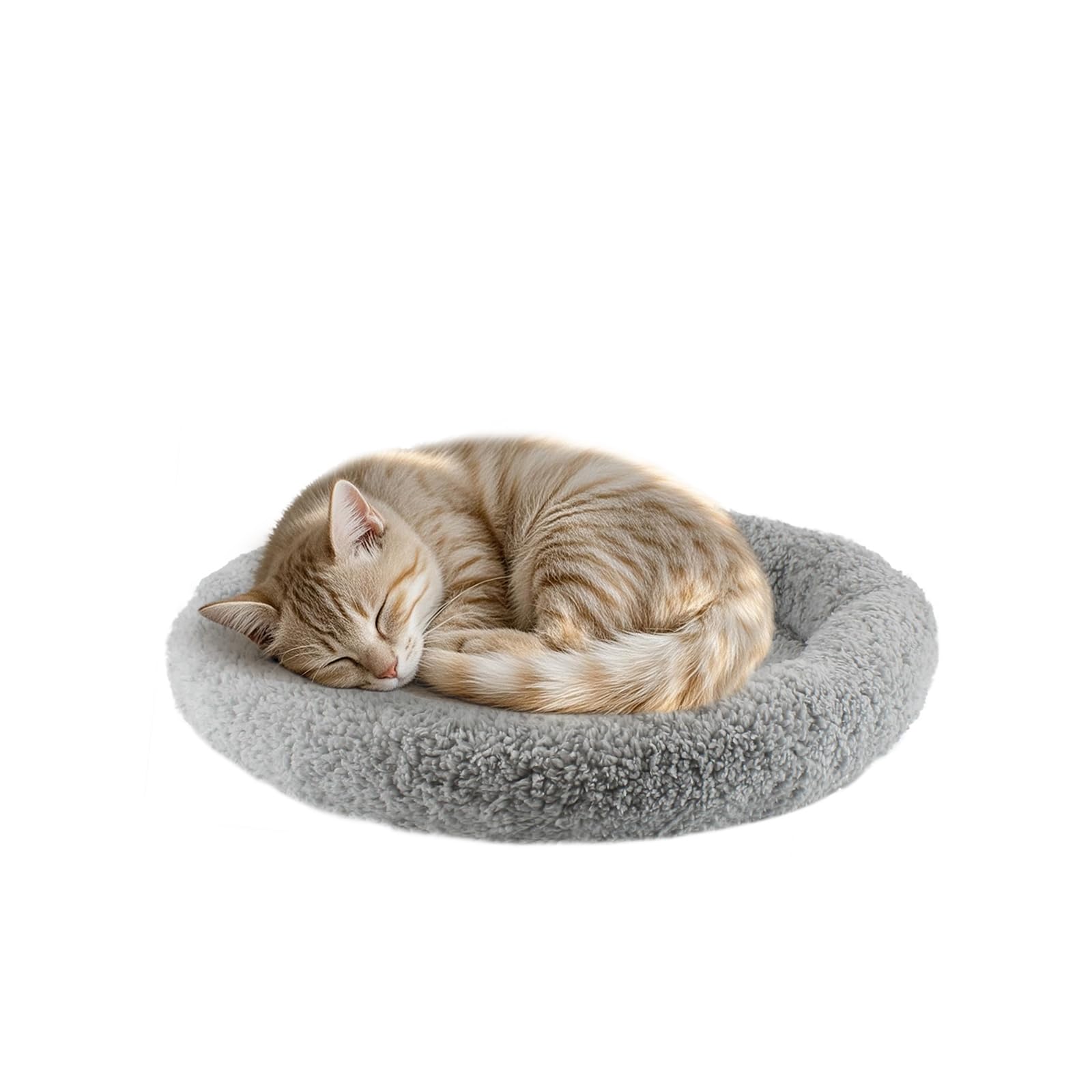 PETLESO Small Cat Bed Mat with Surrounding Pillow, 11.81 Round Soft Cushion for Cats Puppy Rabbits Curling Sleep, Indoor Furnitu