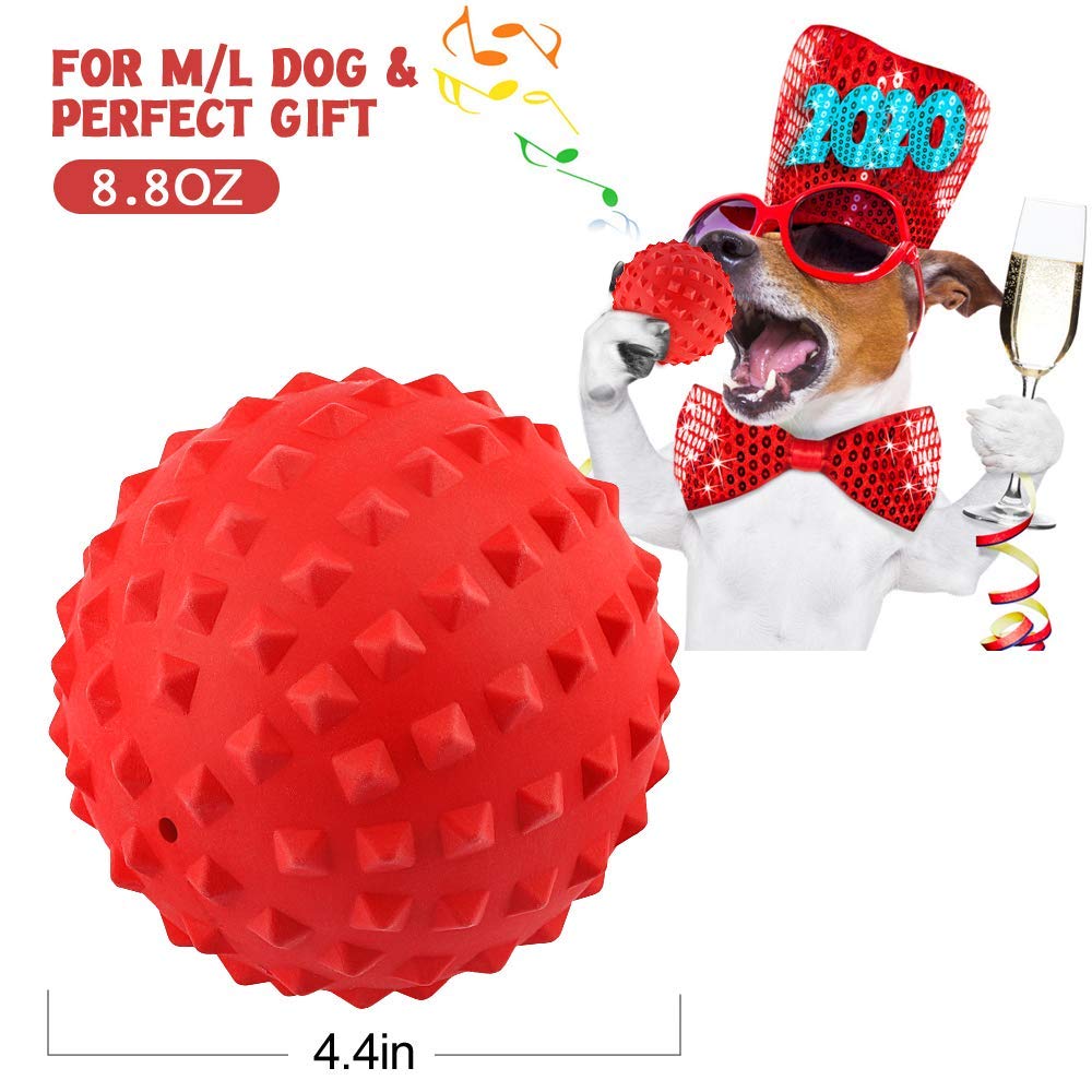 RHL Dog Squeaky Toys for Aggressive chewers Large Breed Balls Interactive Ball Toy Almost Indestructible Tough Durable Stick Med