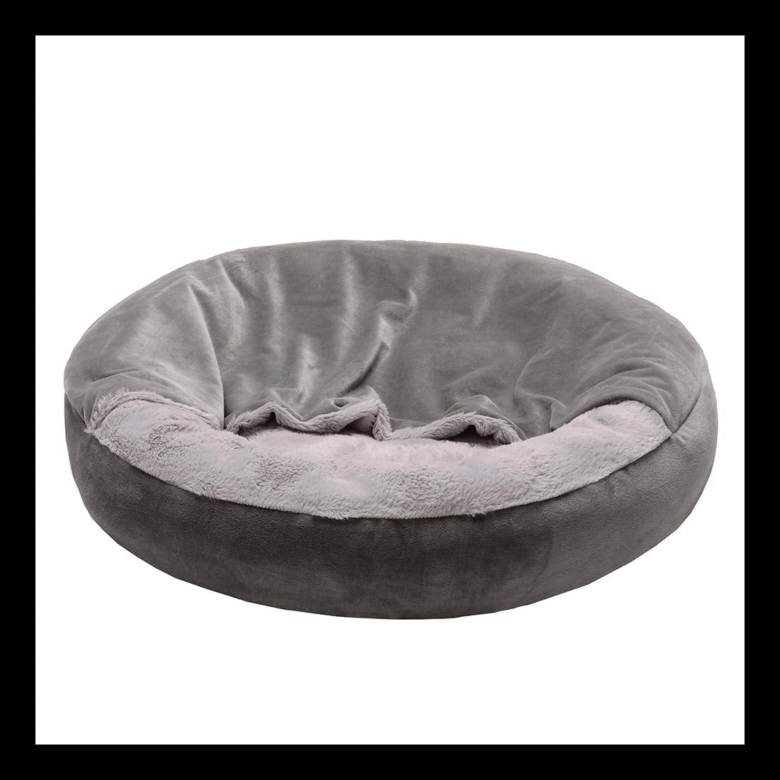 Furhaven 24'' Round Calming Donut Dog Bed For Indoor Cats & Small Dogs, Washable, For Dogs Up To 20 Lbs - Plush Velvet Waves Hoo