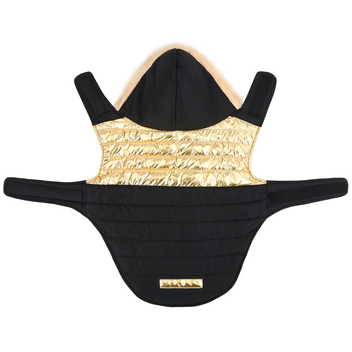 Hde Dog Puffer Jacket Fleece Lined Warm Dog Parka Winter Coat With Harness Hole 90S Black And Gold Metallic - M