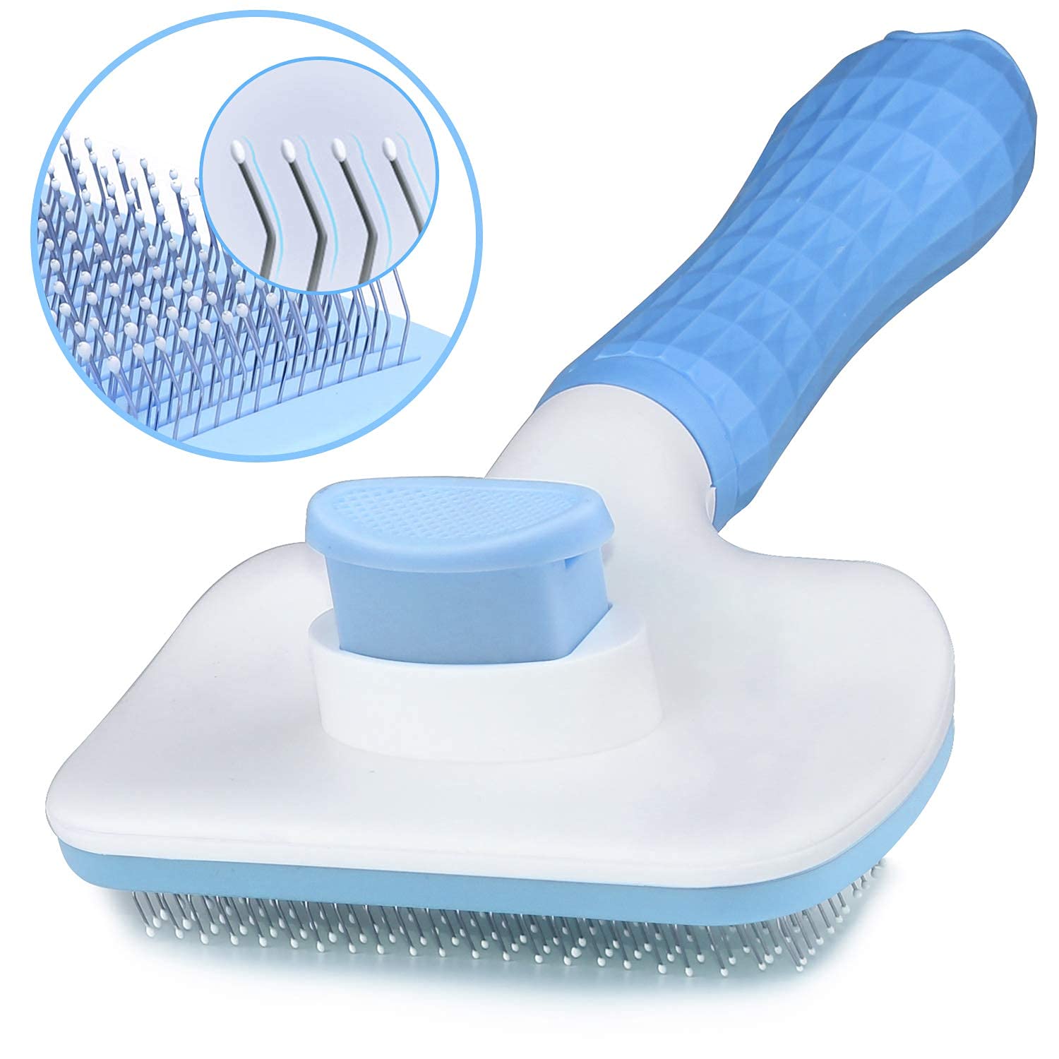 Pups&Pets Pet Grooming Cleaning Slicker Brush with Self Cleaning Hair Brush for Dogs & Cats Shedding Brush Comb