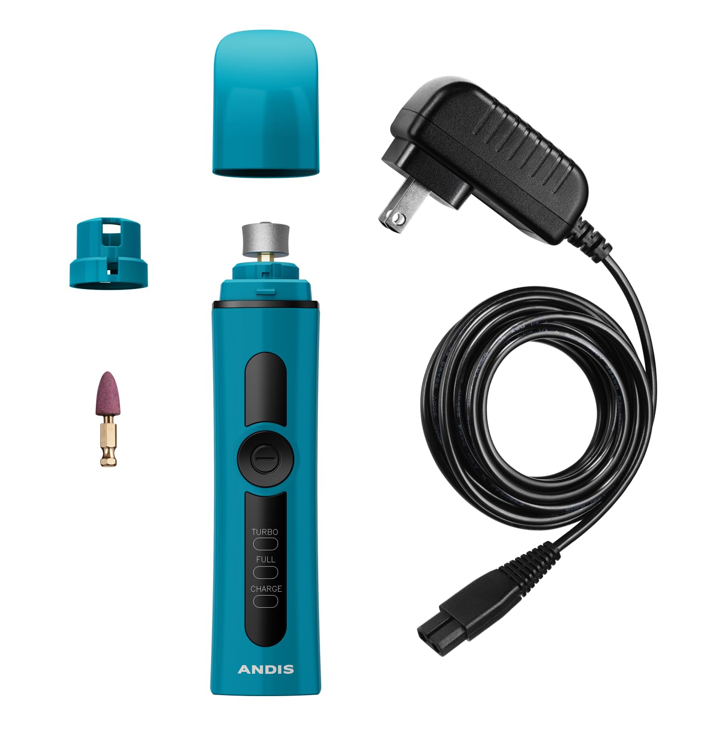 Andis Professional 2-Speed Cord/Cordless Animal Nail Grinder with Rechargeable Lithium-Ion Battery, Blue, 561553