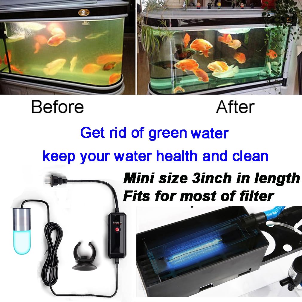Mini 3W Timer Aquarium &Uv-C Water Clean Light Algae Clear Green Bloom Clean Fish Tank Water Clean Lamp For Sump Pond Filter Tank