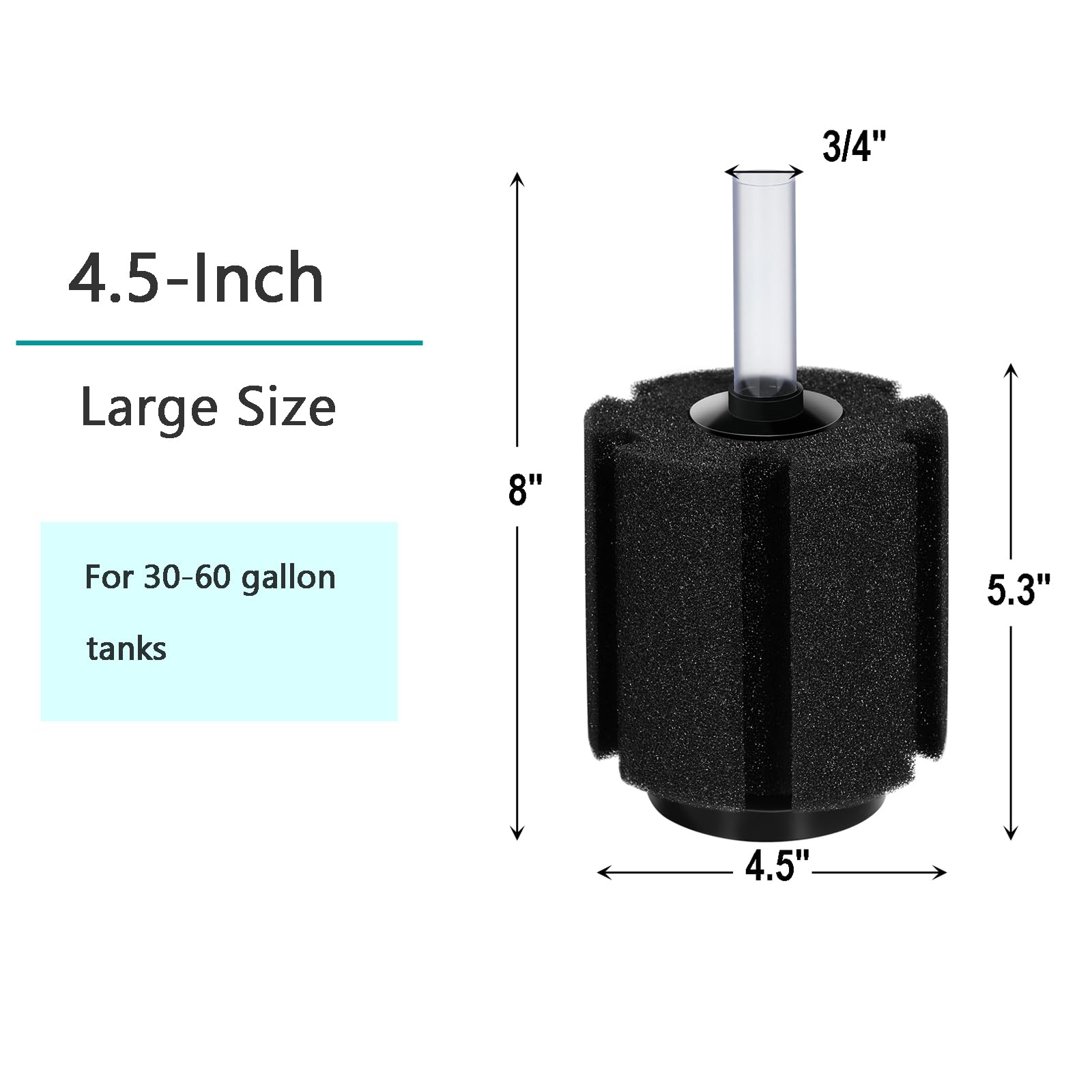 AQUANEAT Aquarium Bio Sponge Filter Breeding Fry Betta Shrimp Nano Fish Tank (Large up to 60Gal)