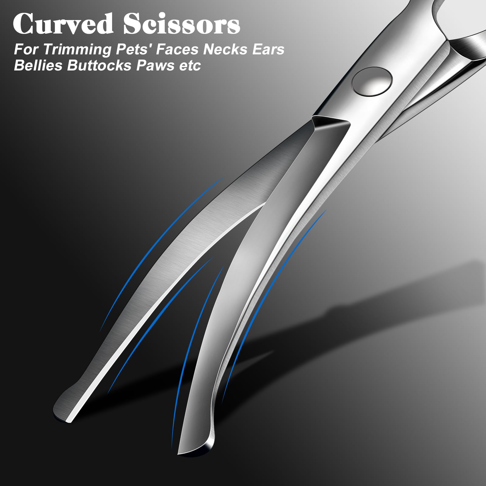 Professional 4 in 1 Dog & Cat Grooming Scissors Kit with Safety Round Tips,Sharp & Durable,Dog Shears for Grooming - Includes St