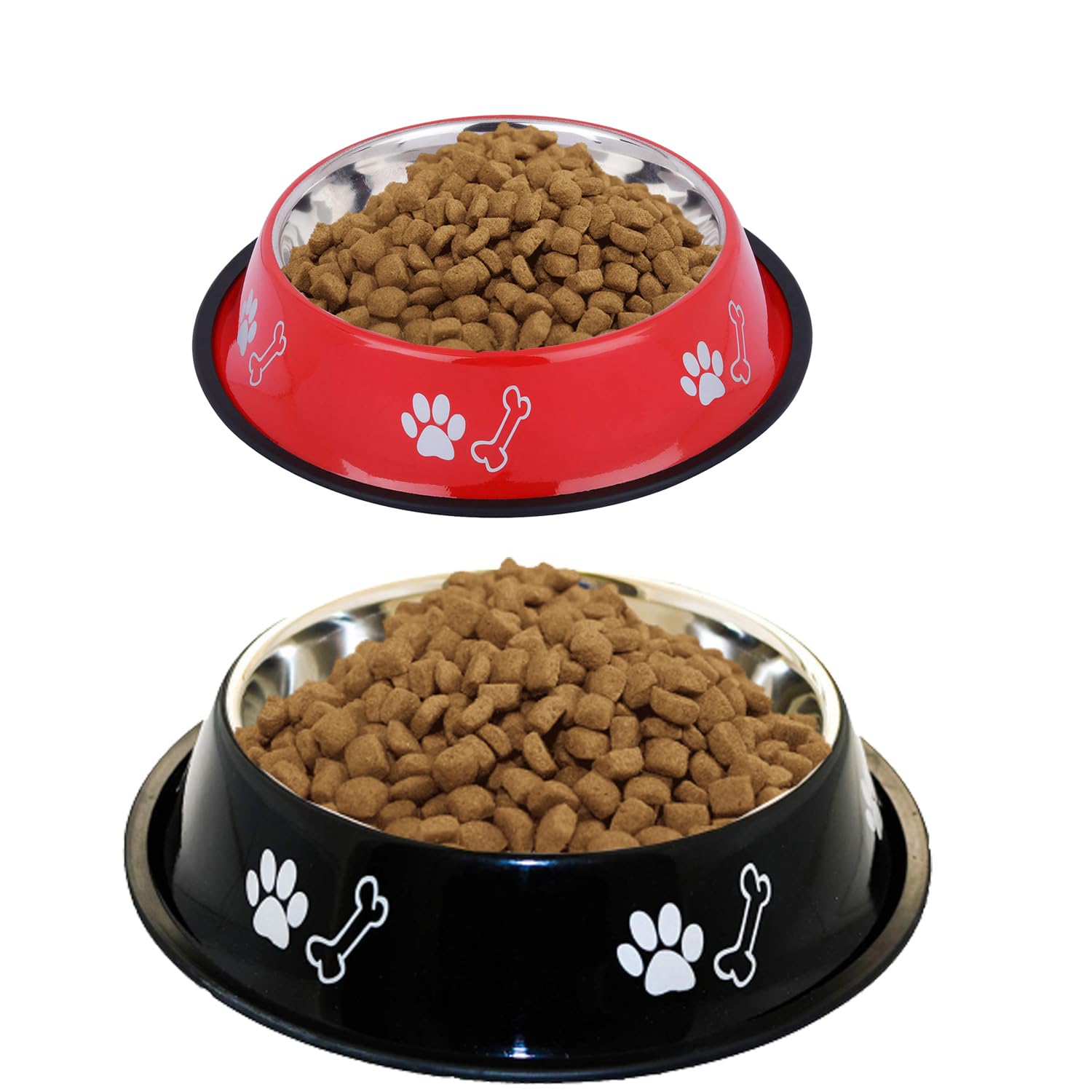Movson 700+400Ml Printed Dog Bowl Large Size Dog Bowl, Steel Bowl, AntiSkid Stainless Steel Water And Food Feeding Bowl For Adu