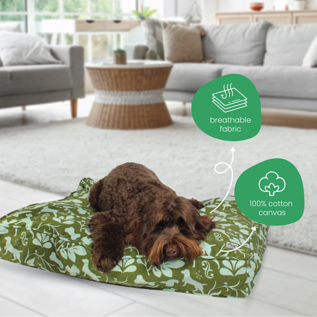 Molly Mutt Small Dog Bed Cover, Amarillo By Morning, Olive Green & Light Blue