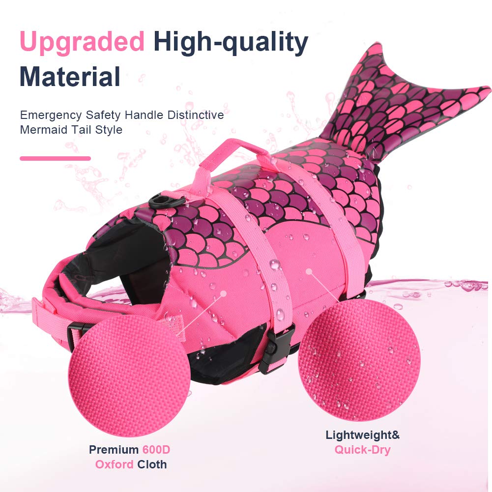 Emust Large Dog Life Jacket, Dog Mermaid Life Vests For Swimming, Adjustable Dog Flotation Vest Swimsuits With Lift Handle For Small, Medium, Large Dogs, Xl