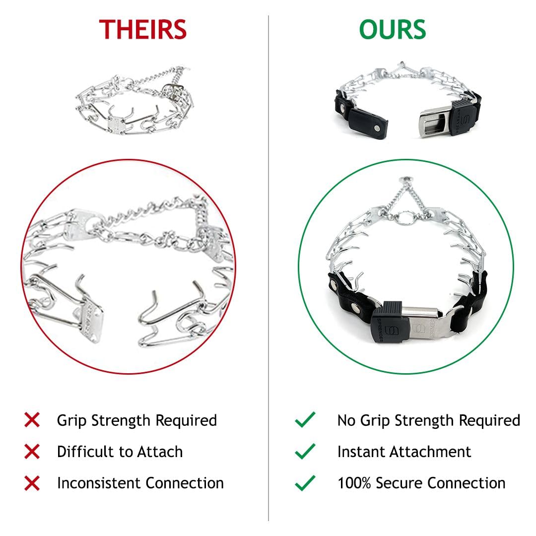 Herm Sprenger Prong Collar For Dog Training With Easy Cliclock & Swivel Ring- German Made Dog Collar With Chrome Plated Stainles
