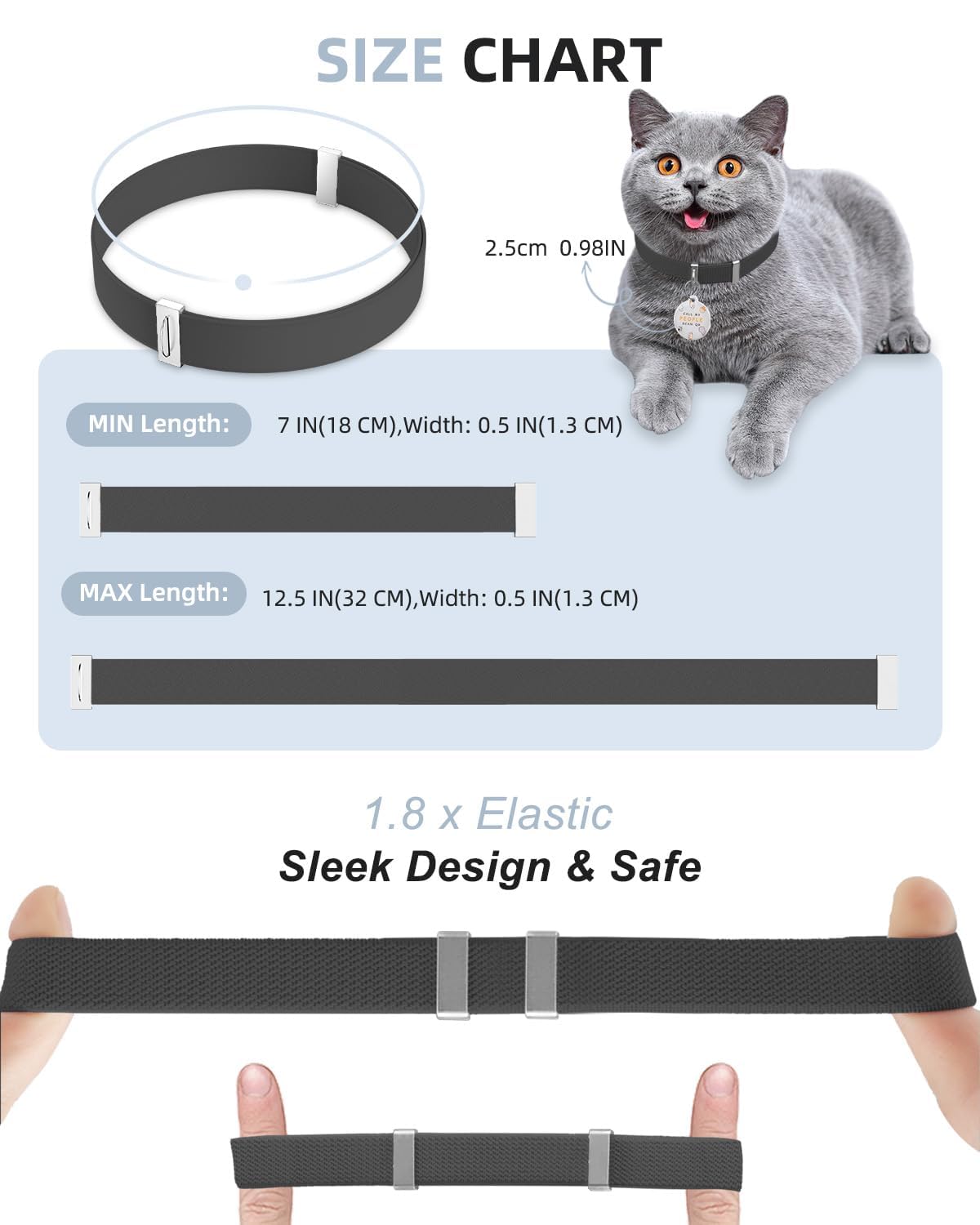 Cat Collar With Bell, Stretch Elastic Quick Release, Non Breakaway Lightweight Kitten Collar For Girl Boy Cats, Pet Supplies,Gif
