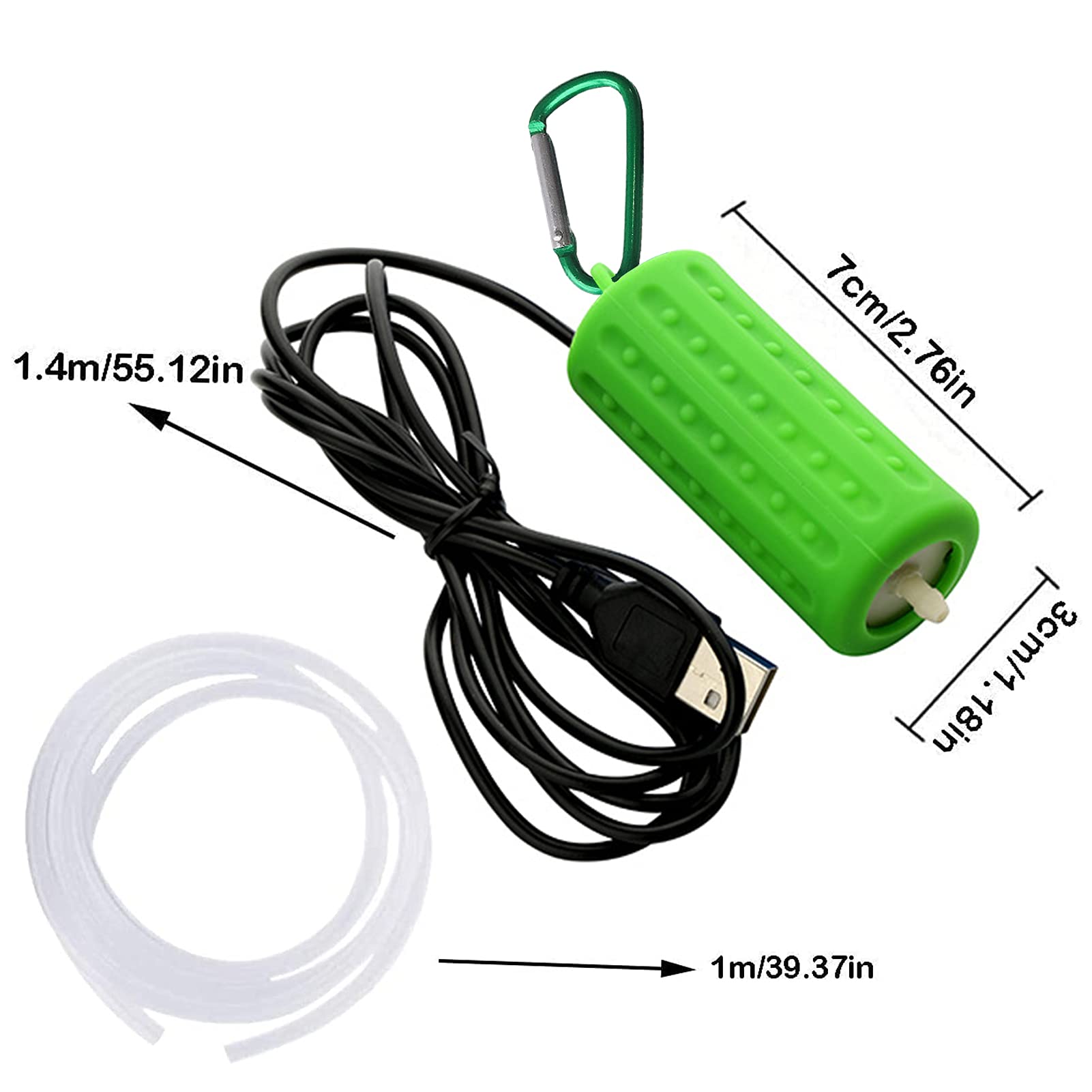 Aquarium Usb Air Pump Ultra Quiet Nano Air Pump For Fish Tank With Hanging Buckle (Green)
