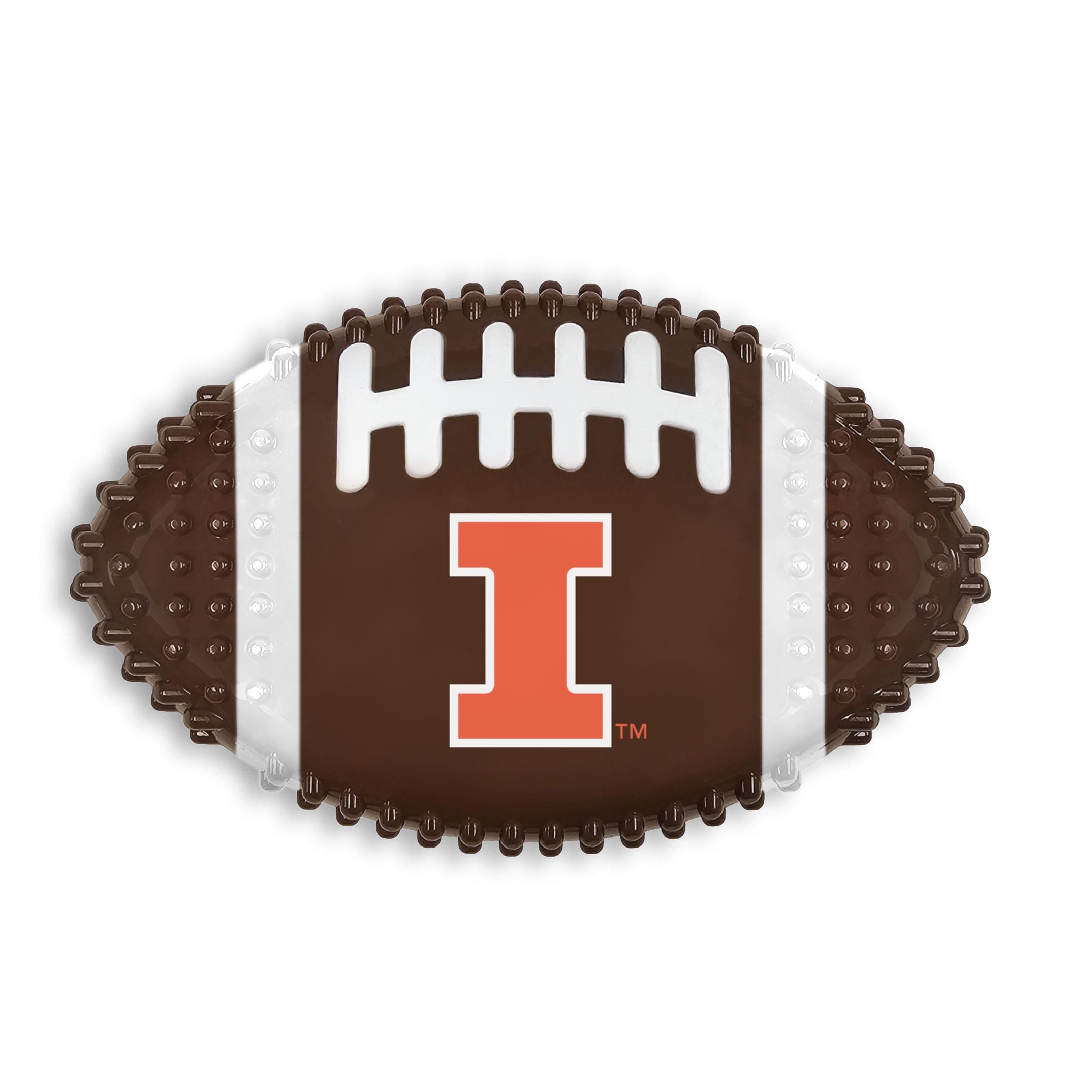Ncaa Illionois Fighting Illini Mega-Chew Hard Nylon Bacon-Flavored Dog Bone Football Chew Toy. Interactive Tasty & Fun Dog Chew 