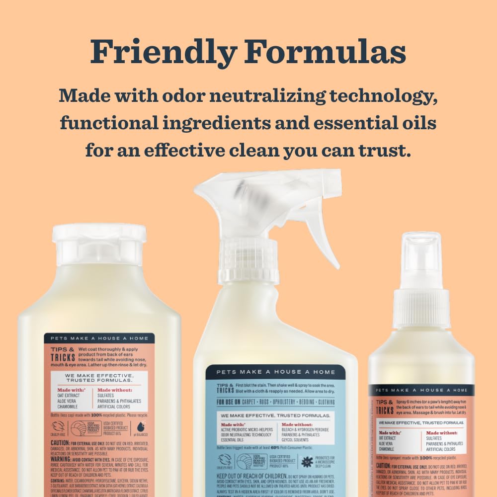 Mrs. Meyer'S Clean Day Dog Care Kit, Includes 3In1 Dog Shampoo - White Peach, Dog Deodorizing Spritz - White Peach And Pet Stain