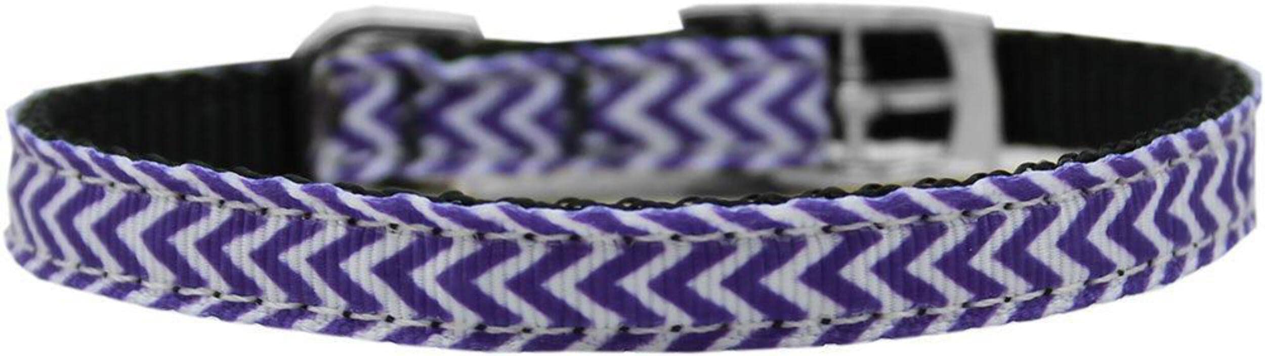 Mirage Pet Products Chevrons Nylon Dog Collar with Classic Buckle, Size 14, Purple