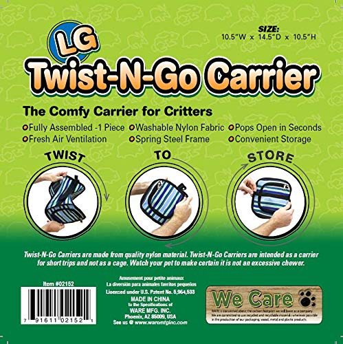 Ware Manufacturing Twist-N-Go Carrier For Small Pets, Hamsters, Ferrets, Rats, Guinea Pigs - Large