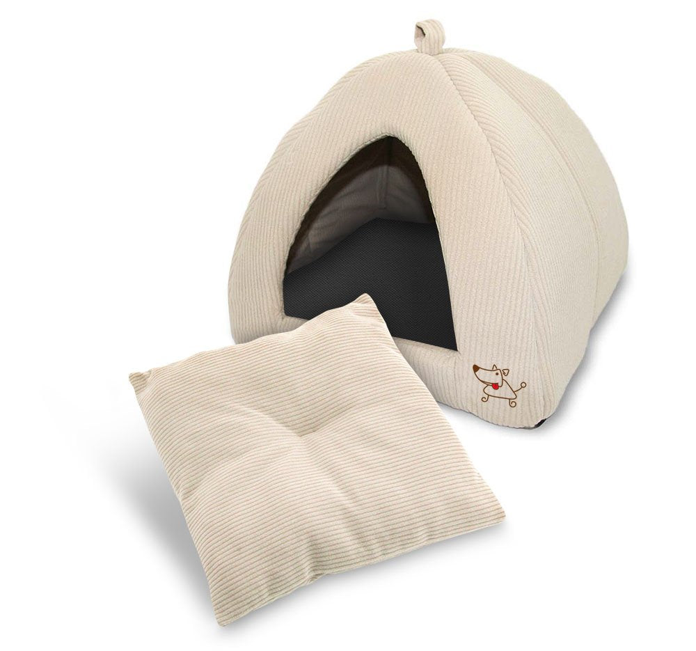 Pet Tent-Soft Bed for Dog and Cat by Best Pet Supplies - Beige Corduroy, 19 x 19 x H:19