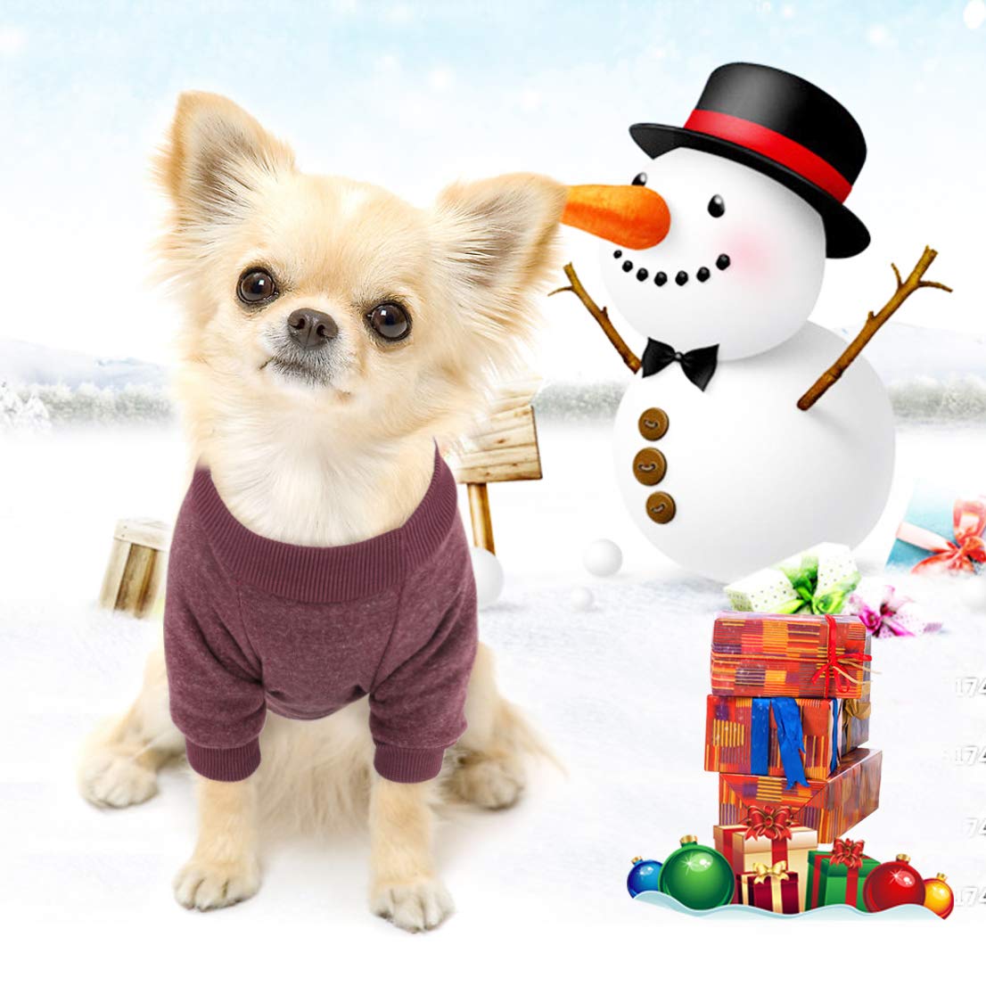 Idepet Pet Dog Classic Knitwear Sweater Soft Fleece Dog Coat Soft Thickening Warm Pup Dogs Shirt Winter Pet Dog Cat Clothes Pupp