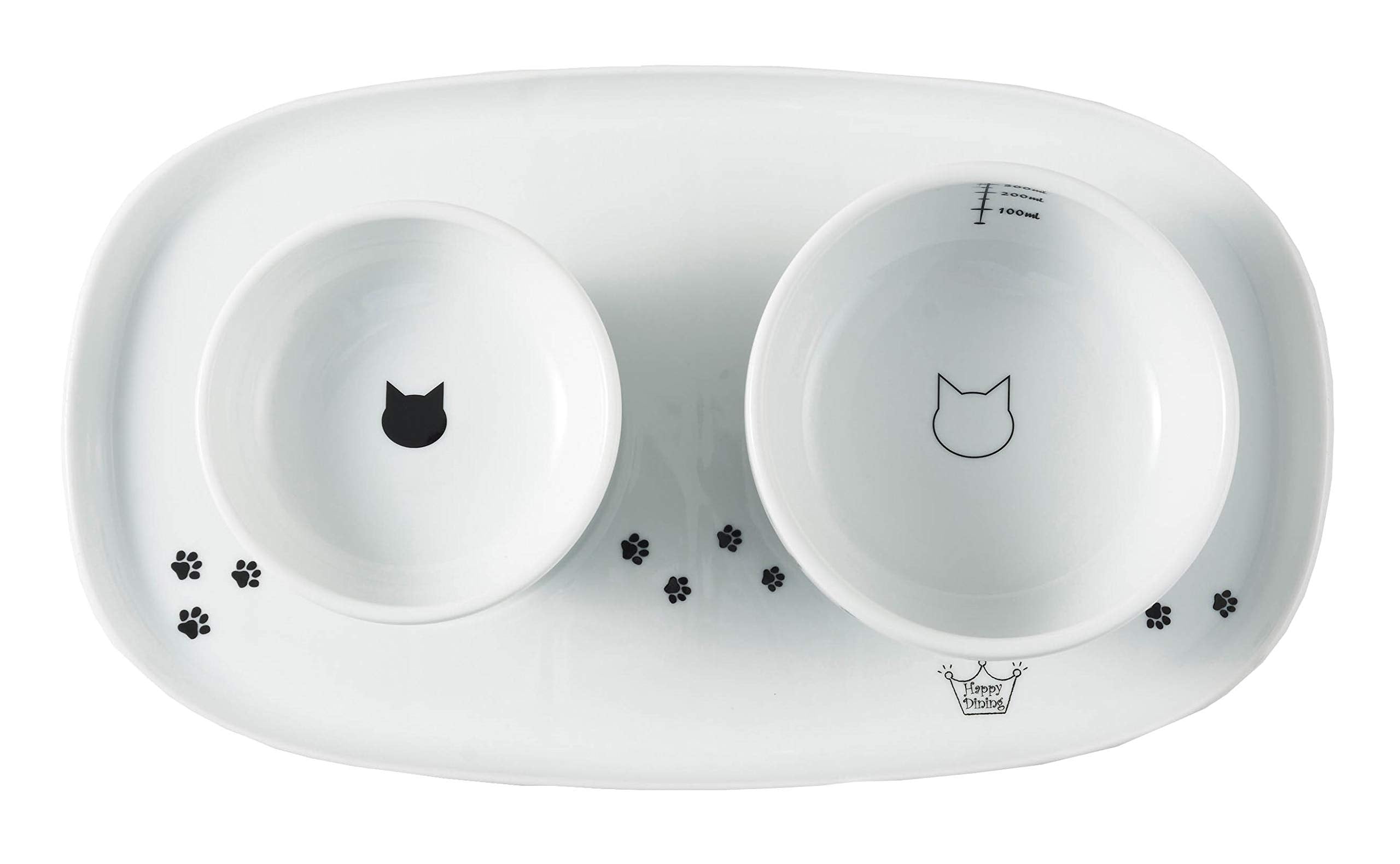 Raised Cat Bowls and Double Dining Tray Set (Cat)
