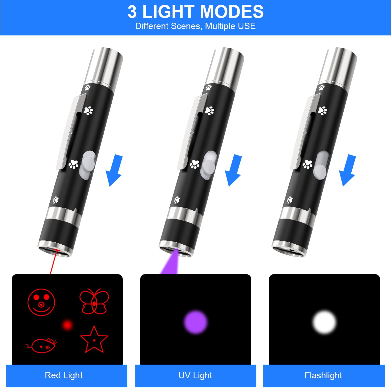 Oumsis Interactive Cat Toy - Cat Toys For Indoor Cats, Long Range 7 Adjustable Patterns, Red Light Pointer Toy For Fun, Exercise