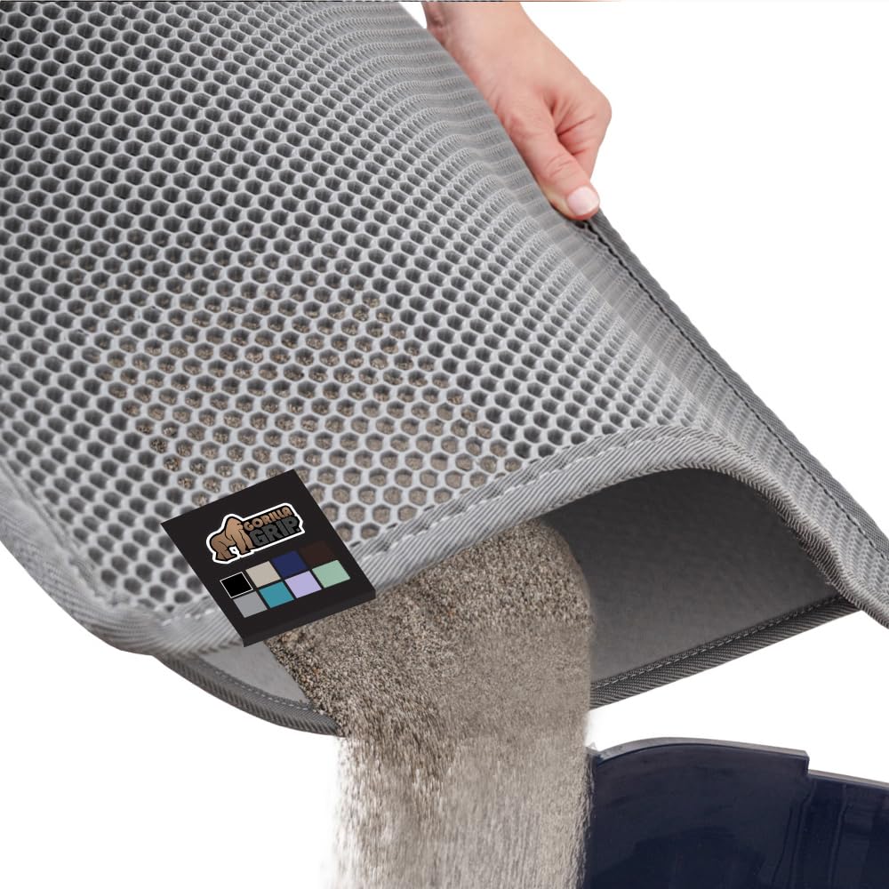 Gorilla Grip Honeycomb Cat Mat, Traps Litter, Two Layer Trapping Kitty Mats, Less Waste, Soft On Paws, Indoor Box Supplies And E