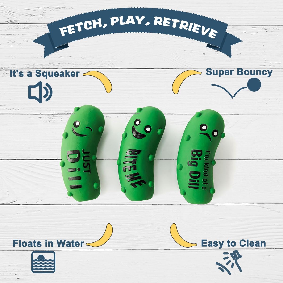 Pawdoer Squeaky Dog Toys for Medium Dogs, Soft Latex Squeaky Dog Ball, Cute Funny Squeak Crunchy Pickle Pet Toys