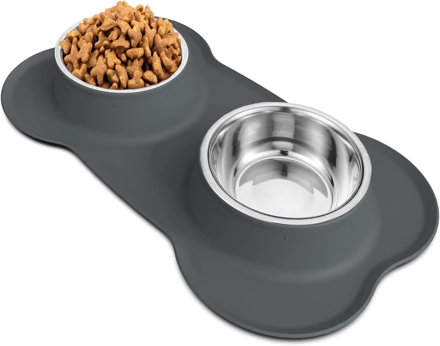 AsFrost Dog Food Bowls Stainless Steel Dog Food & Water Bowl Set with No Spill Non-Skid Silicone Mat, Dog Dishes Pet Feeding Bow