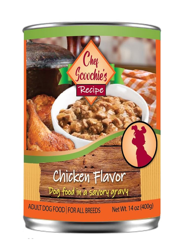 Scoochie Pet Chef Scoochies Chicken Dog Food in Gravy 14 Ounce Pop Top Can, Pet Foods and Supplies