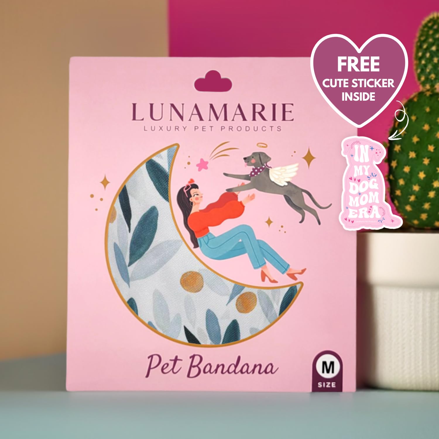 Lunamarie - Luxury Pet Birthday Bandanas -Premium & Silky Poly Fabric | 100% Handmade | Custom Shape Dual Layered (Green/Orange