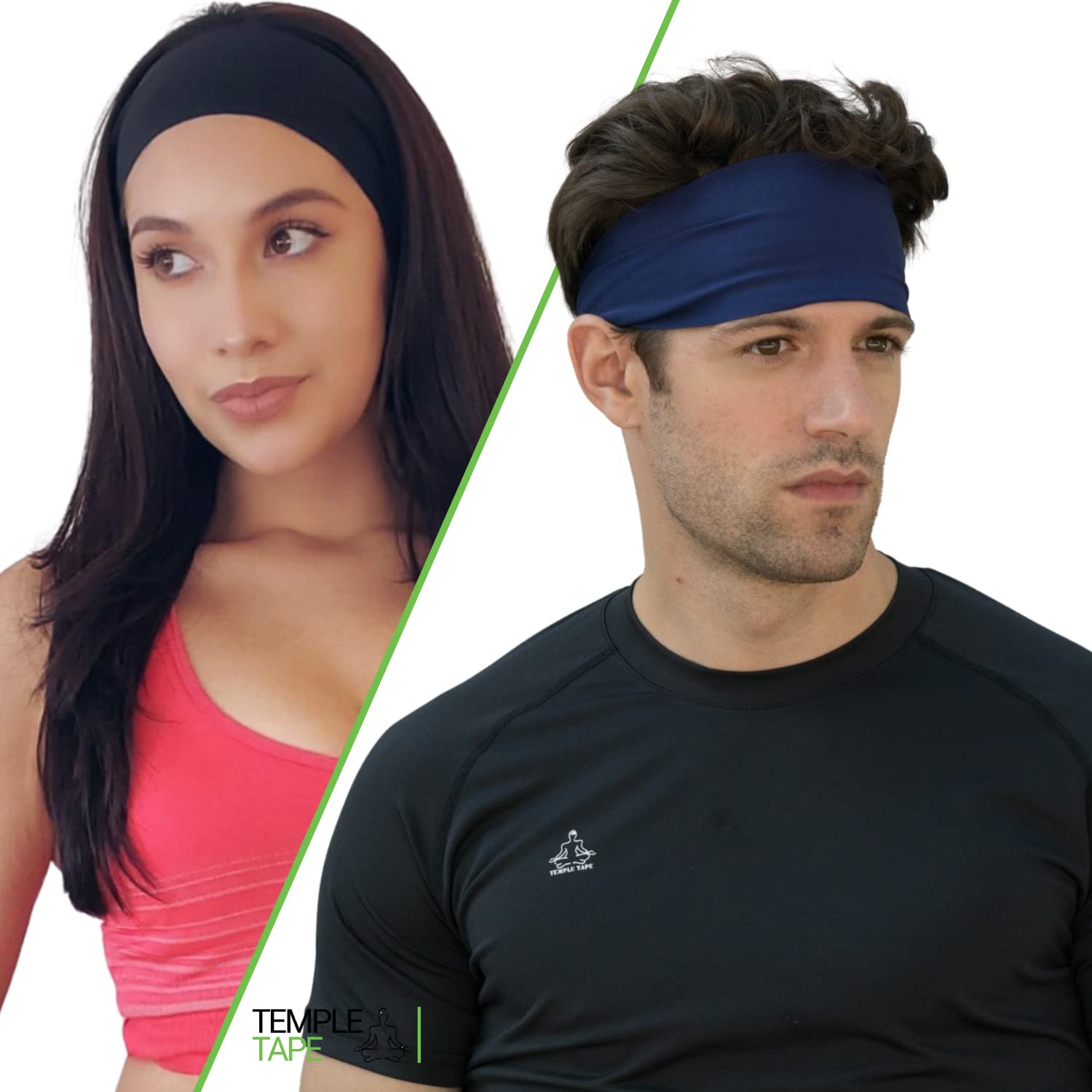 Temple Tape Headbands For Men And Women - Mens Sweatband  Sports Headband Moisture Wicking Workout Sweatbands For Running, Cross