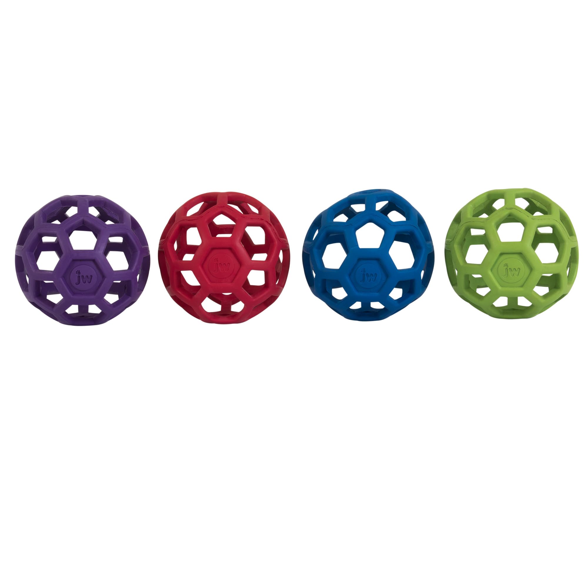 JW Pet Hol-ee Roller Dog Toy Puzzle Ball, Natural Rubber, Medium (4.5 Inch Diameter), Colors May Vary