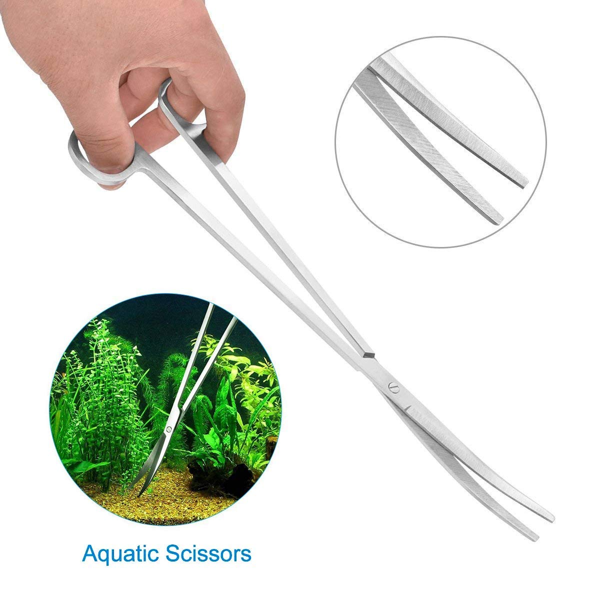Hosmide Aquatic Plant Tweezers Scissor Spatula Tool Complete Set of 6 for Aquarium Tank Nourishing Stainless Steel 30cm Aquarium