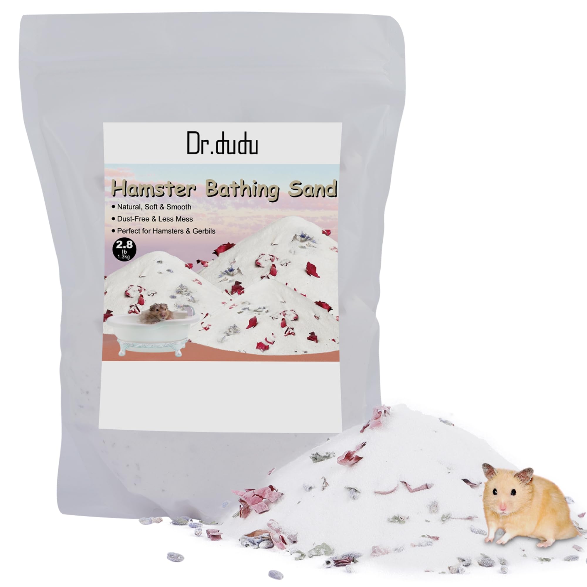 Dr.Dudu Hamster Bath Sand, 2.8Lb Dust Free Desert Sand Or Potty Litter Sand For Hamster Chinchillas Gerbil Syrian Mice Small Ani